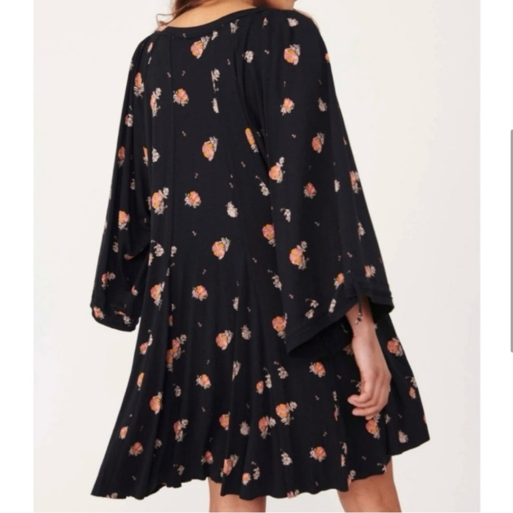 Free People Winter Sun Floral Tunic Dress Black Oversized  - Size M - Picture 6 of 15